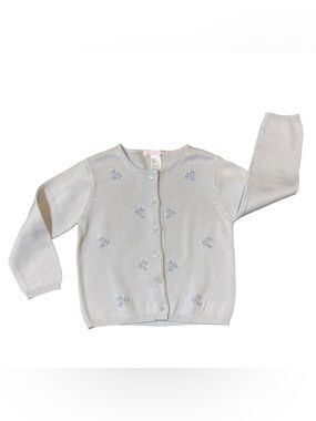 Janie and Jack Afternoon Tea Light Blue Floral Embroidered Cardigan 3-6 months